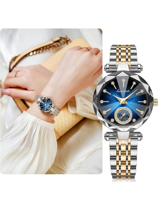 Women\'s Silver Blue Elegant Stainless Steel Creative Diamond Dial Round Watch main image 7